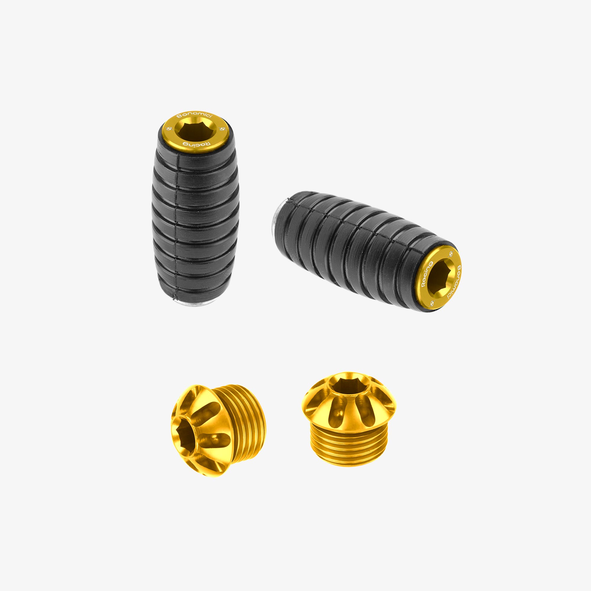 PAIR OF CAPS AND TOE PEGS - GOLD